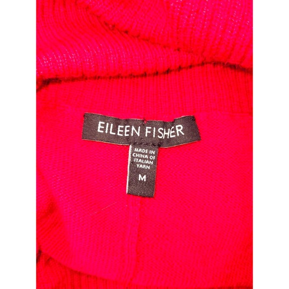 EILEEN FISHER Oversize Merino Wool Sweater Womens MED Red Hi Lo Hem Lagenlook - Picture 4 of 6